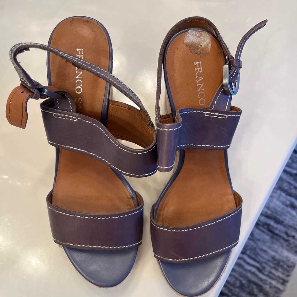 Franco Sarto Blue wedge platform heel